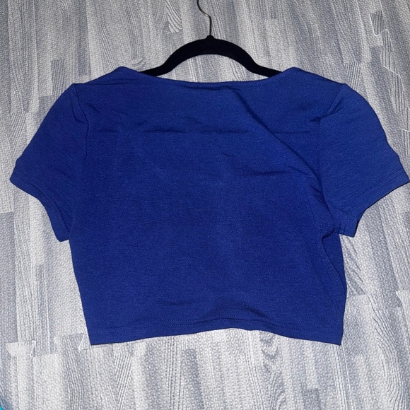 Blue Crop Top with Safety Pin Details - Picture 2 of 2